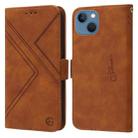 For iPhone 14 / 13 RFID Geometric Line Flip Leather Phone Case(Brown) - 1