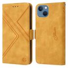 For iPhone 14 / 13 RFID Geometric Line Flip Leather Phone Case(Yellow) - 1