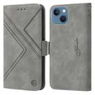 For iPhone 14 / 13 RFID Geometric Line Flip Leather Phone Case(Grey) - 1