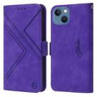 For iPhone 14 Plus RFID Geometric Line Flip Leather Phone Case (Purple) - 1