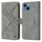 For iPhone 14 Plus RFID Geometric Line Flip Leather Phone Case (Grey) - 1
