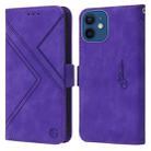 For iPhone 13 mini  / 12 mini RFID Geometric Line Flip Leather Phone Case(Purple) - 1