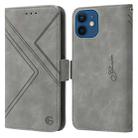 For iPhone 13 mini  / 12 mini RFID Geometric Line Flip Leather Phone Case(Grey) - 1