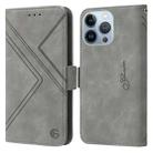 For iPhone 13 Pro RFID Geometric Line Flip Leather Phone Case(Grey) - 1