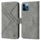 For iPhone 13  / 12 Pro Max Pro Max RFID Geometric Line Flip Leather Phone Case(Grey) - 1