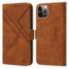 For iPhone 12 / 12 Pro RFID Geometric Line Flip Leather Phone Case(Brown) - 1