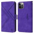For iPhone 12 / 12 Pro RFID Geometric Line Flip Leather Phone Case(Purple) - 1