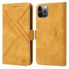 For iPhone 12 / 12 Pro RFID Geometric Line Flip Leather Phone Case(Yellow) - 1