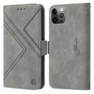 For iPhone 12 / 12 Pro RFID Geometric Line Flip Leather Phone Case(Grey) - 1