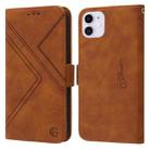 For iPhone 11 RFID Geometric Line Flip Leather Phone Case (Brown) - 1