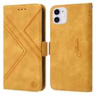 For iPhone 11 RFID Geometric Line Flip Leather Phone Case (Yellow) - 1