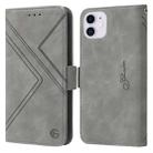 For iPhone 11 RFID Geometric Line Flip Leather Phone Case (Grey) - 1