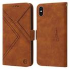 For iPhone X / XS RFID Geometric Line Flip Leather Phone Case(Brown) - 1