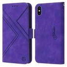 For iPhone X / XS RFID Geometric Line Flip Leather Phone Case(Purple) - 1