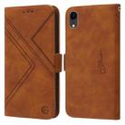For iPhone XR RFID Geometric Line Flip Leather Phone Case(Brown) - 1