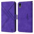 For iPhone XR RFID Geometric Line Flip Leather Phone Case(Purple) - 1