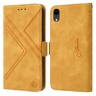 For iPhone XR RFID Geometric Line Flip Leather Phone Case(Yellow) - 1