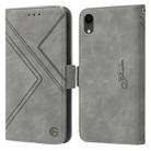 For iPhone XR RFID Geometric Line Flip Leather Phone Case(Grey) - 1