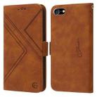 For iPhone SE 2022 / SE 2020 / 8 / 7 RFID Geometric Line Flip Leather Phone Case(Brown) - 1