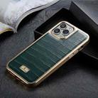 Fierre Shann Crocodile Texture Electroplating PU Phone Case For iPhone 11(Green) - 1