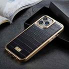 Fierre Shann Crocodile Texture Electroplating PU Phone Case For iPhone 11 Pro Max(Black) - 1