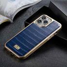 Fierre Shann Crocodile Texture Electroplating PU Phone Case For iPhone 11 Pro Max(Blue) - 1