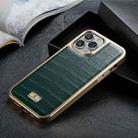Fierre Shann Crocodile Texture Electroplating PU Phone Case For iPhone 11 Pro Max(Green) - 1