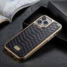 For iPhone 13 Fierre Shann Python Texture Electroplating PU Phone Case(Black) - 1