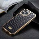 For iPhone 13 Pro Fierre Shann Python Texture Electroplating PU Phone Case (Black) - 1