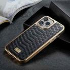 For iPhone 12 Pro Max Fierre Shann Python Texture Electroplating PU Phone Case(Black) - 1
