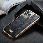 For iPhone 13 Fierre Shann Snake Texture Electroplating PU Phone Case(Black) - 1