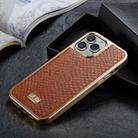 For iPhone 13 Fierre Shann Snake Texture Electroplating PU Phone Case(Brown) - 1