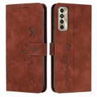 For Tecno Camon 17 Pro/Camon 17P Skin Feel Heart Pattern Leather Phone Case(Brown) - 1
