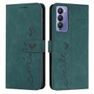 For Tecno Camon 18 Skin Feel Heart Pattern Leather Phone Case(Green) - 1