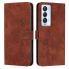 For Tecno Camon 18 Premier Skin Feel Heart Pattern Leather Phone Case(Brown) - 1