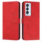 For Tecno Camon 18 Premier Skin Feel Heart Pattern Leather Phone Case(Red) - 1