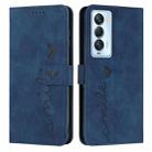 For Tecno Camon 18 Premier Skin Feel Heart Pattern Leather Phone Case(Blue) - 1