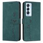 For Tecno Camon 18 Premier Skin Feel Heart Pattern Leather Phone Case(Green) - 1