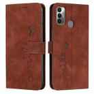 For Tecno Spark 7T/Spark 7 Skin Feel Heart Pattern Leather Phone Case(Brown) - 1