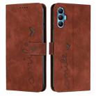 For Tecno Spark 8P Skin Feel Heart Pattern Leather Phone Case(Brown) - 1