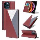 3-Splicing Flip Microfiber Leather Phone Case For iPhone 13(Red Blue) - 1
