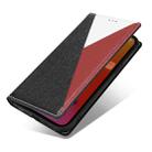 3-Splicing Flip Microfiber Leather Phone Case For iPhone 13 Pro(Black Red) - 6