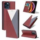 3-Splicing Flip Microfiber Leather Phone Case For iPhone 13 Pro Max(Red Blue) - 1