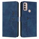 For Motorola Moto E20/E30/E40 Skin Feel Heart Pattern Leather Phone Case(Blue) - 1