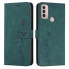 For Motorola Moto E20/E30/E40 Skin Feel Heart Pattern Leather Phone Case(Green) - 1