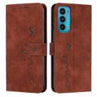 For Motorola Edge 20 Skin Feel Heart Pattern Leather Phone Case(Brown) - 1