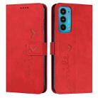 For Motorola Edge 20 Skin Feel Heart Pattern Leather Phone Case(Red) - 1