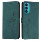 For Motorola Edge 20 Skin Feel Heart Pattern Leather Phone Case(Green) - 1