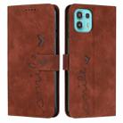 For Motorola Edge 20 Lite Skin Feel Heart Pattern Leather Phone Case(Brown) - 1