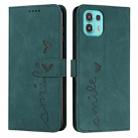 For Motorola Edge 20 Lite Skin Feel Heart Pattern Leather Phone Case(Green) - 1